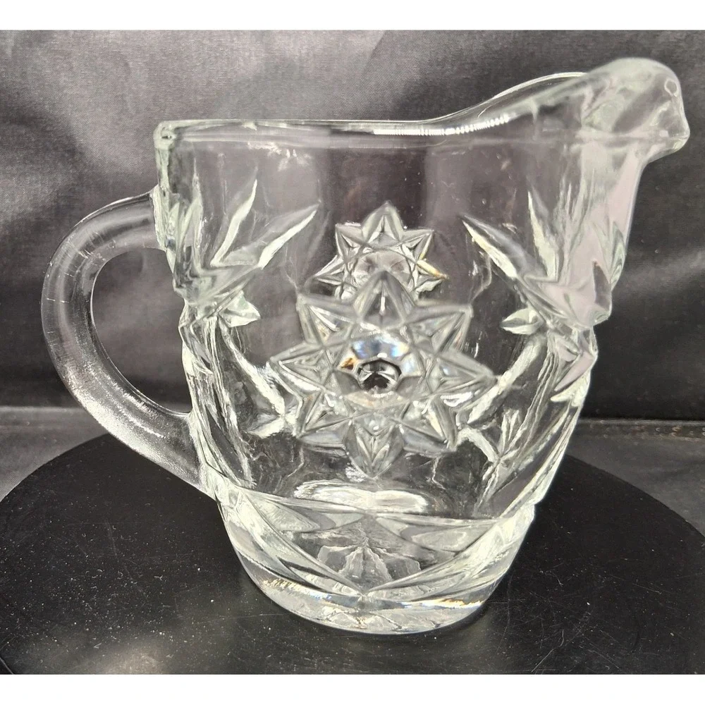 Vintage Anchor Hocking Star of David Pressed Glass Creamer